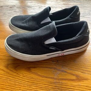 Adidas Men's Black and White Slip-On Sneakers